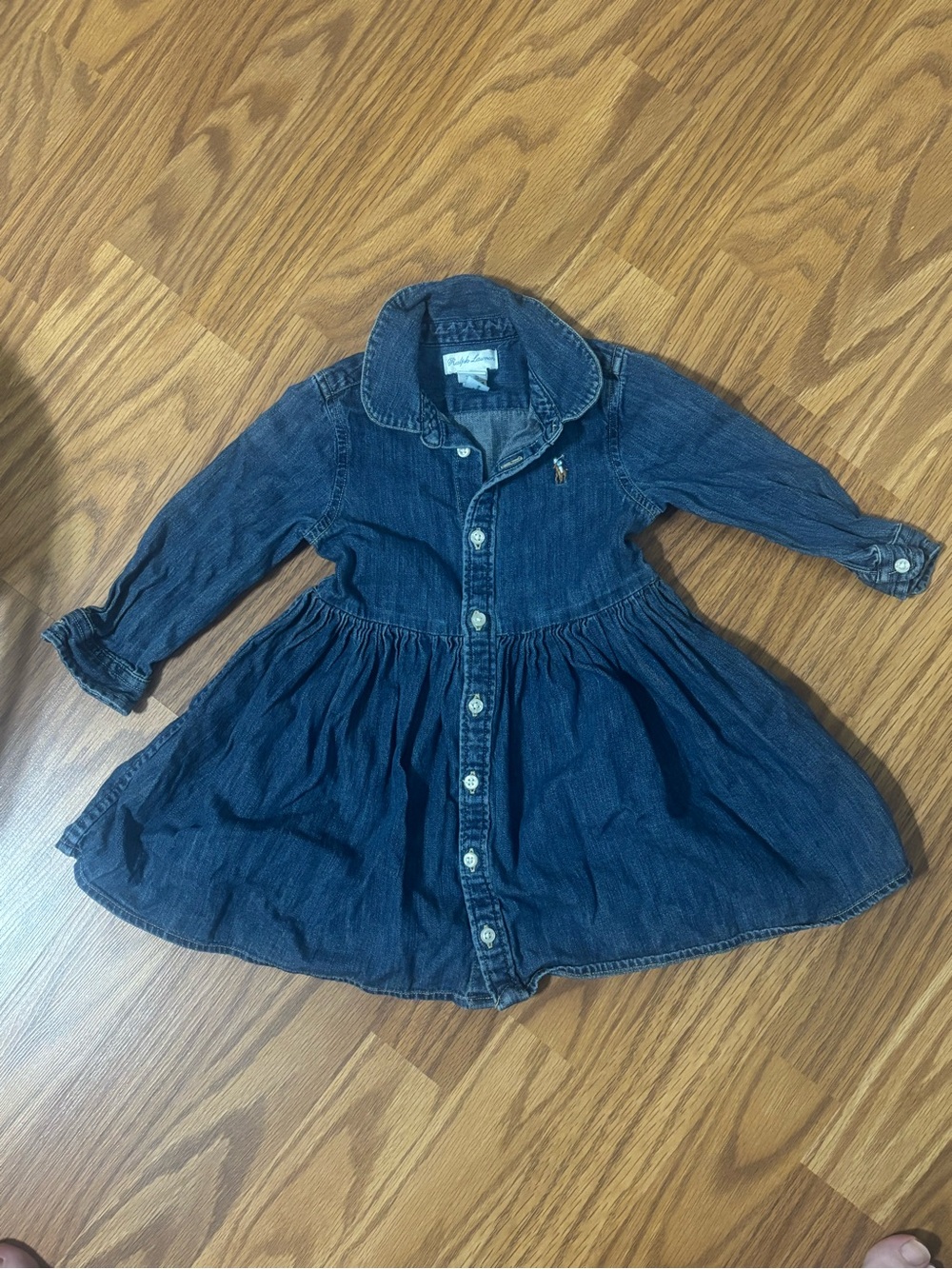 Ralph Lauren Girls' Dark Blue Denim Button-Front Dress Jacket